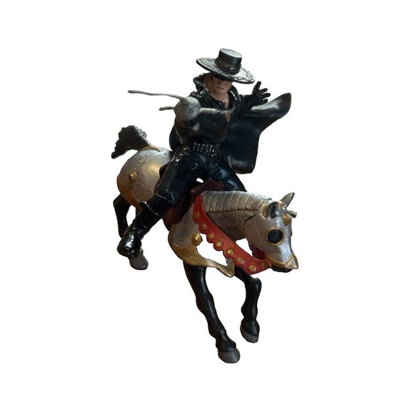 2000 Papo The Mask of Zorro & horse 3.5" Zorro Action Figure Rare Find vintage - Picture 3 of 8